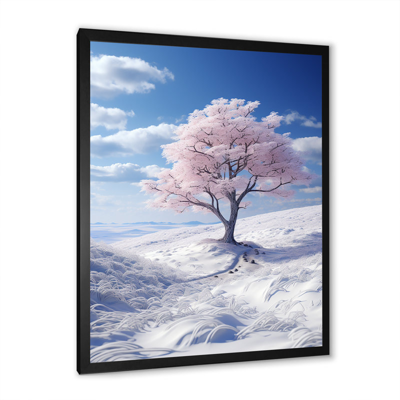 Arbre enneigé élégance I - imprimé, H 40 po x l 30 po x P 1,5 po, Cadre photo noir
