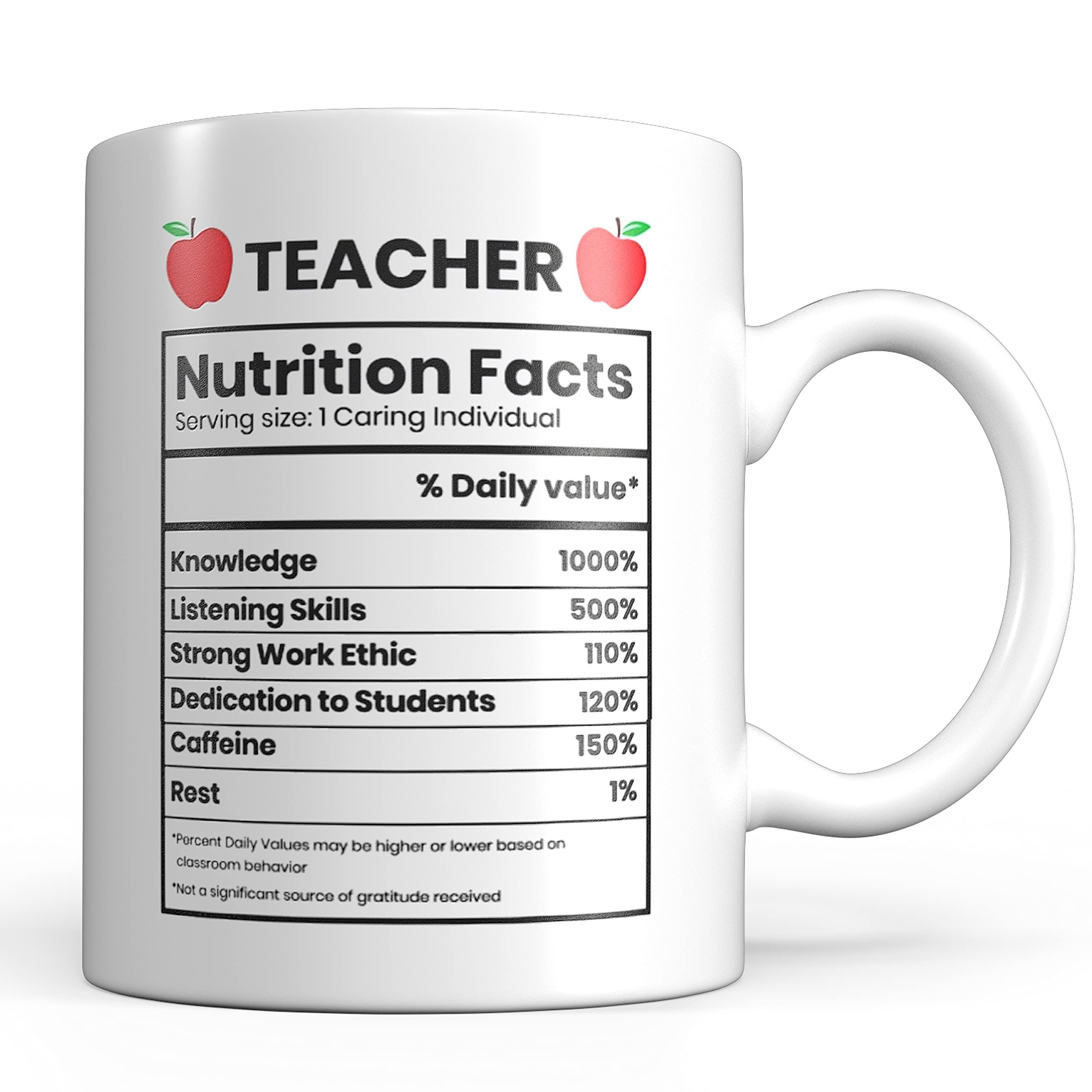 Trinx Teacher Nutritional Facts Mug - 11Oz Teacher Mug For Gift ...