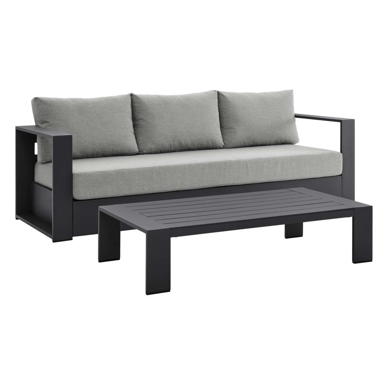Ensemble de 2 pièces de patio en aluminium thermolaqué Tahoe par Modway, Gris, Gris