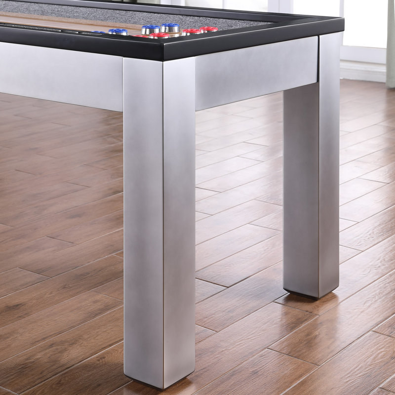 Playcraft Genoa 12’ Pro-Series Shuffleboard, Walnut on Silver, No, 14'