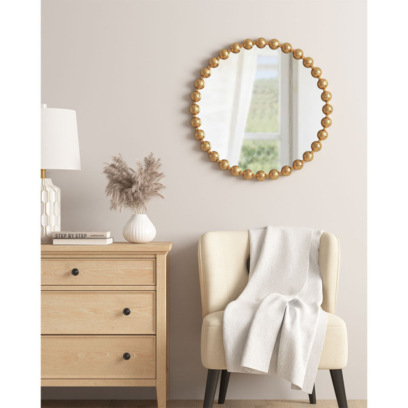 Miroir mural perlé 27 po, Argent