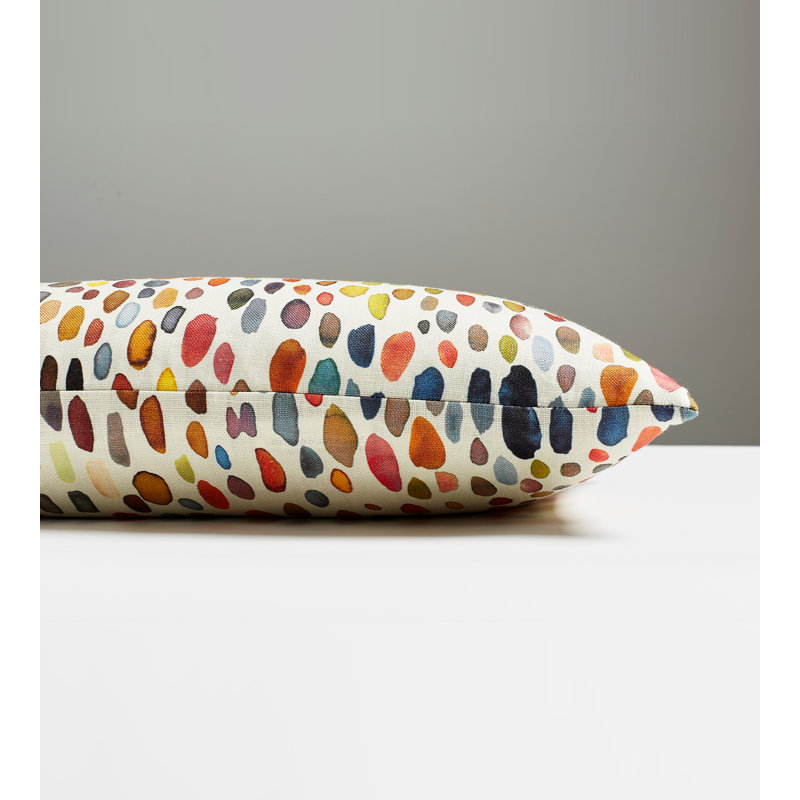 Jamboree Linen Lumbar Pillow Cover & Insert, Blue/Yellow/Brown