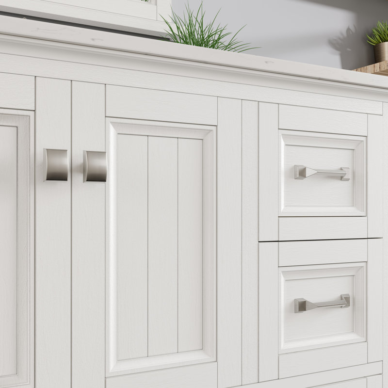 Meuble-lavabo en porcelaine encastrable l 36 po x P 22 po Glebs, Blanc, Quartz - blanc de Carrare