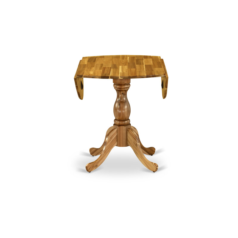 Dublin Kitchen Dining Table - a Round Wooden Table Top with Dropleaf & Pedestal Base, Natural, Natural Acacia
