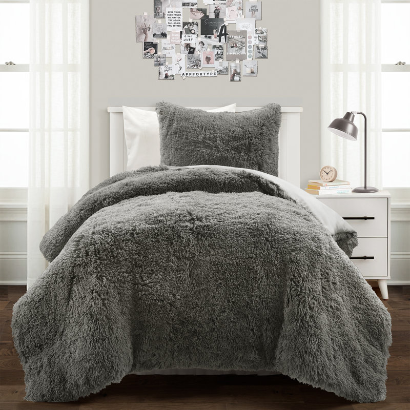 Microfiber 2 Piece Comforter Set, Twin-XL, Dark Gray