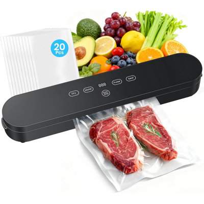 75kPa Vacuum Sealer Machine, Compact Vacuum Sealer for Food, 4-in-1 Food Sealer, Digital Timer, Moist/Dry, Pulse, Seal Modes, with 20 Vacuum Bags