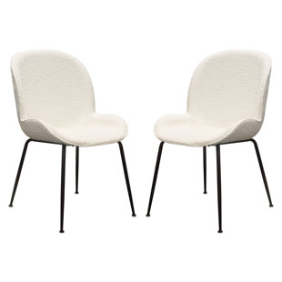 Chaise d'appoint rembourrée en tissu ivoire (Ensemble de 2)