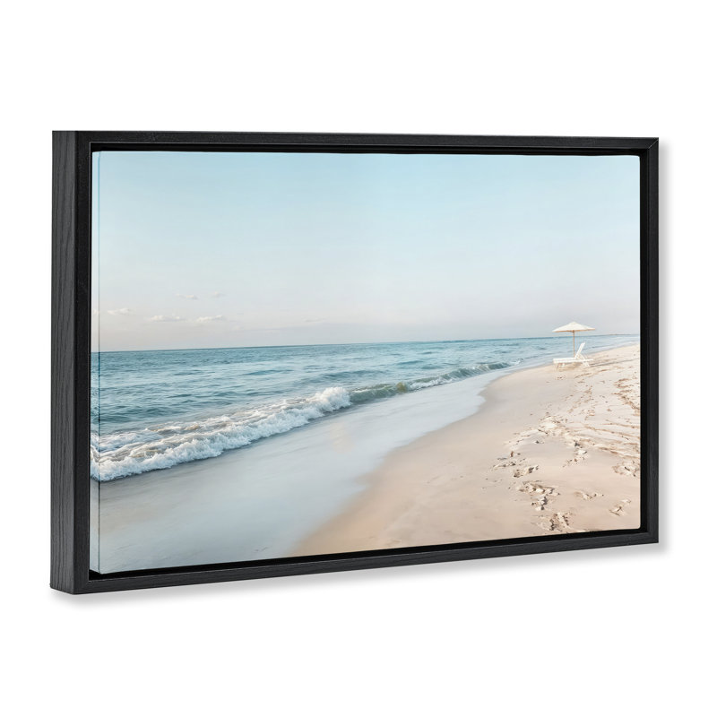 Cadre flottant Summer Sunlit Shoreline, design par Lazar Studio, Cadre flottant noir de jais, H 17 po x l 25 po