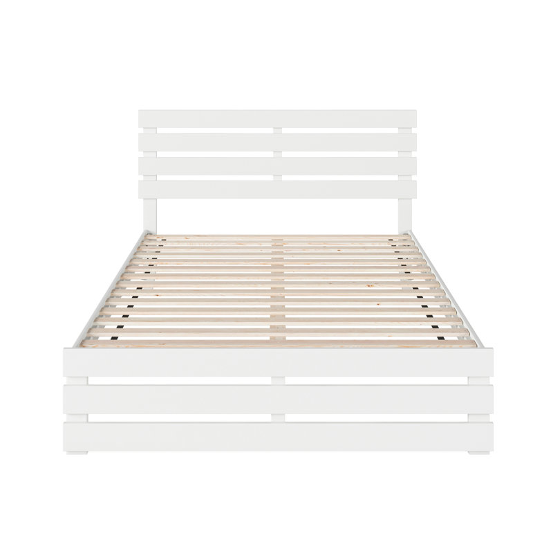 Jaqson Slat Bed, White, Queen
