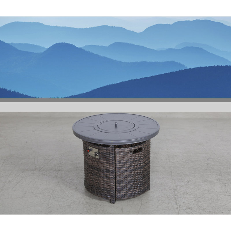 Bowerman Round Steel Propane Smokeless Fire Pit Table with Hidden Fuel Tank, Espresso