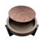 Table basse ronde de 33 pouces, plateau moderne en placage de bois Wabi-Sabi, base noir mat, rangement caché