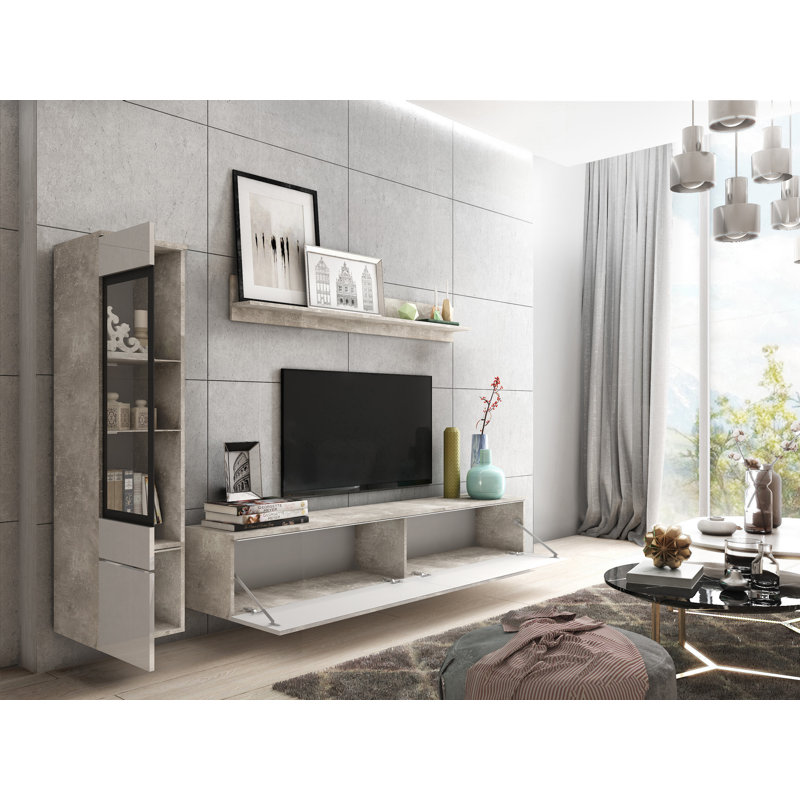 Dorfman Entertainment Centre for TVs up to 75", 180 cm, Concrete White