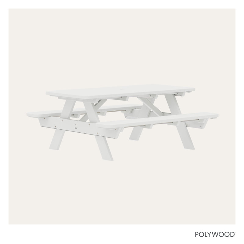 POLYWOOD Park 72" Picnic Table, White