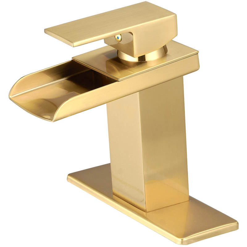 Chrome Waterfall Single-Hole Bathroom Faucet with Drain Assembly