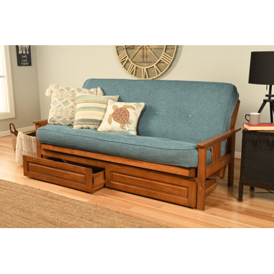 Stratford Full-Size Futon Frame Includes Storage Drawers and Mattress