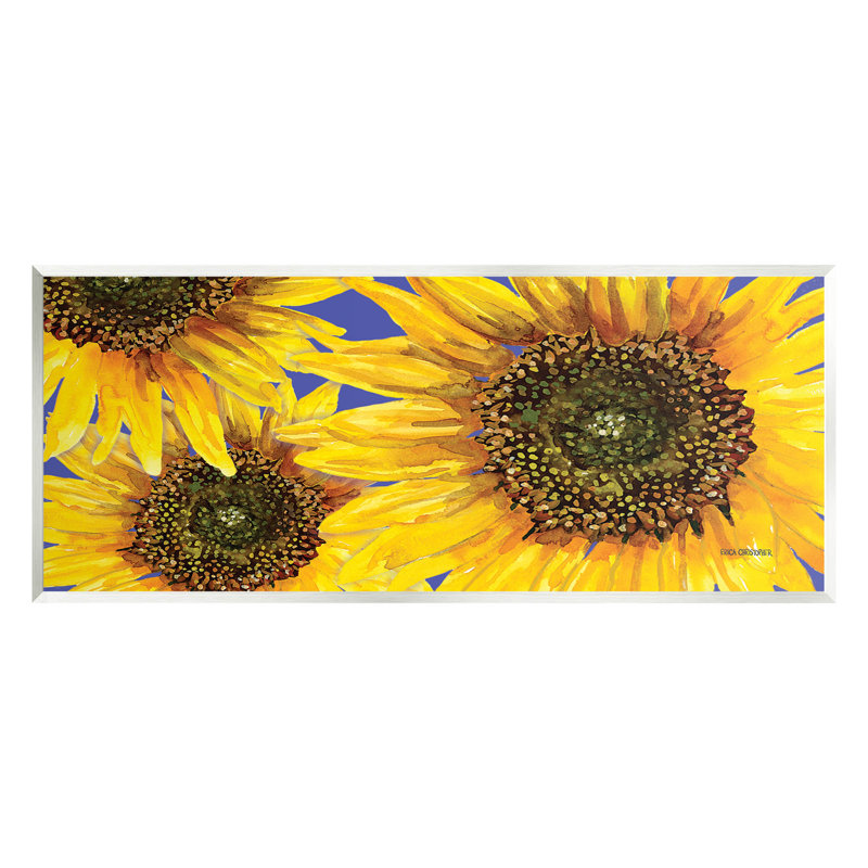 Art mural sur toile Vivid Sunflower Blooms Trio par Erica Christopher, L 17 po x H 7 po, Unframed
