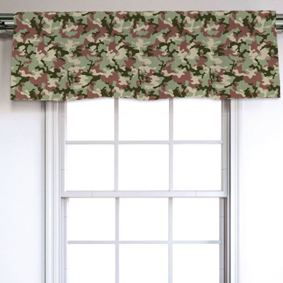 Sateen Camouflage Ruffled Window Valance