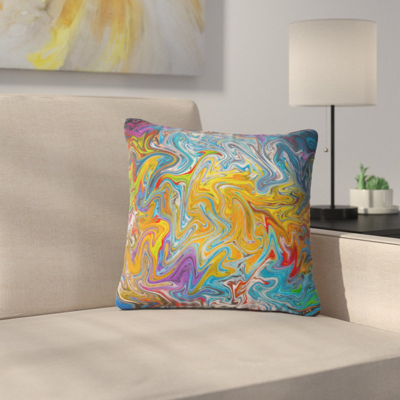 Coussin contemporain à écoulement fractal, 16 po x 1 po