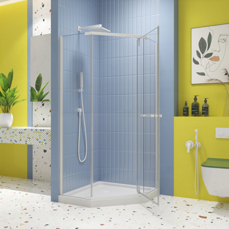 Porte de douche à pivot, avec verre trempé de 1/4 po, 34,75 po x 72 po