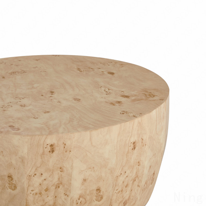 Table basse à tambour brun minimaliste pour salon moderne, Brown