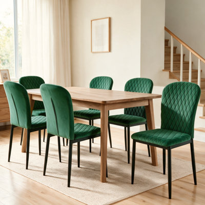 Modern Velvet Armless Upholstered Dining Chair with Diamond Stitching for Dining Room, Restaurant, Bar