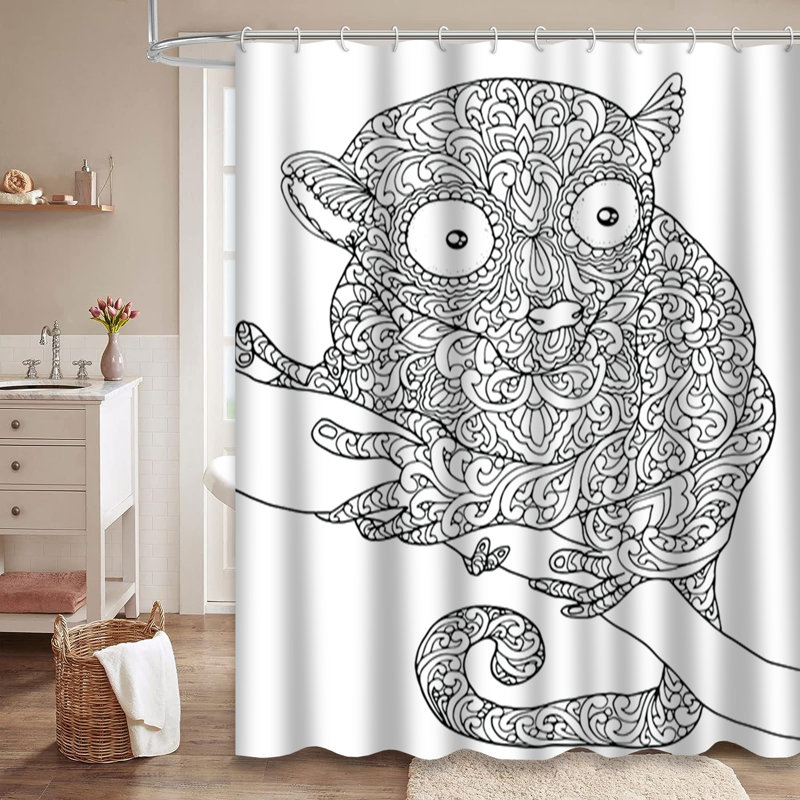 Rideau de douche avec 12 crochets Doodle, L 72 po x l 72 po