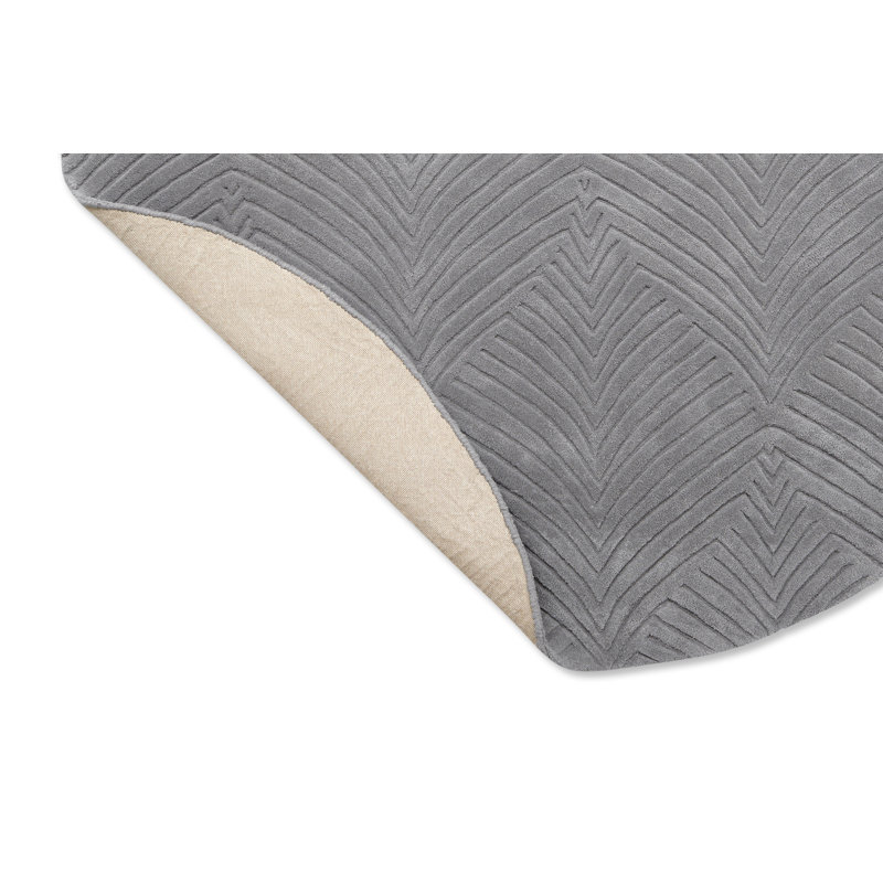 Folia Wool Chevron Area Rug in Gray, Round 4'11"