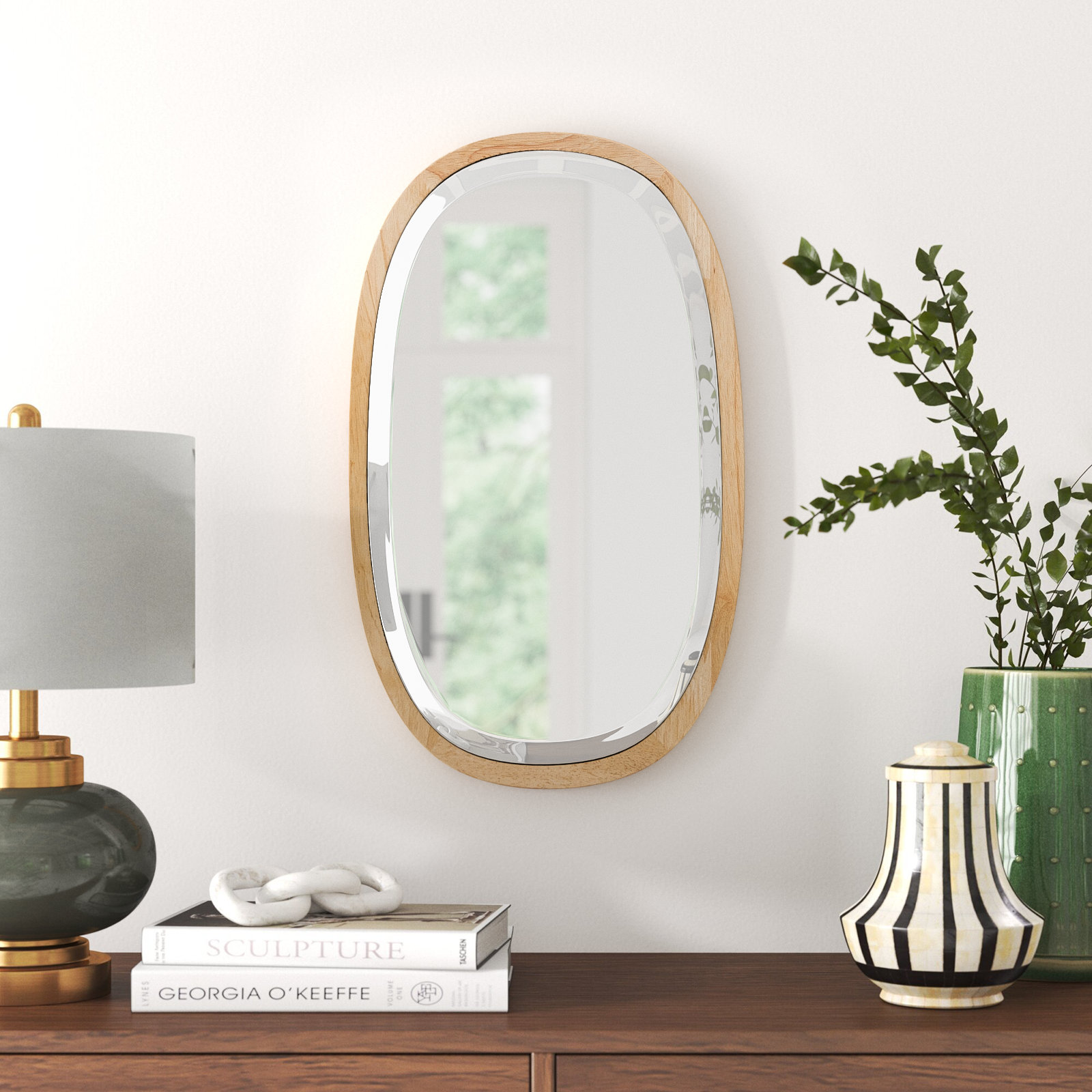 Cartwell 26" Oak Accent Mirror, 26" x 15.75"