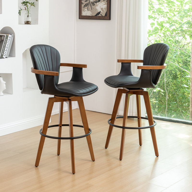 Kelsch Swivel Bar Stool, Black, Counter Stool (67.6cm Seat Height)