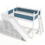 Solid Wood Loft Bed with Integrated Storage and Detachable Slide-471391186