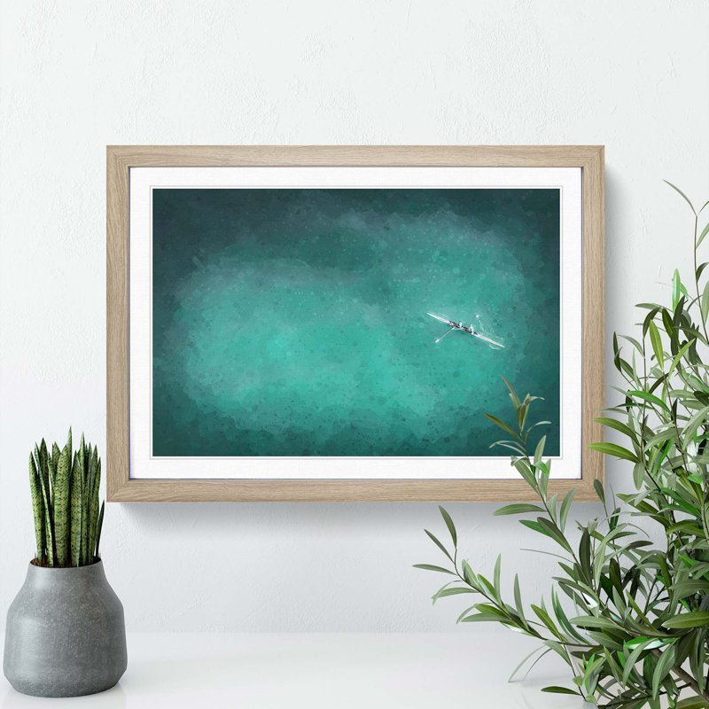 Sweep Rowing in Portugal - Framed Print, 27cm H x 36cm W x 2cm D, Oak Framed