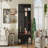 Farmhouse Hall Tree with 4 Hidden Hanging Hooks, Versatile Walnut Seating Bench with 8 Doors, Entryway Shoe Cabinet with Open Compartments for Living Room, Black-1983709801