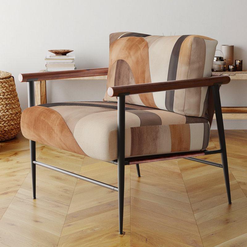 Chaise d'appoint Abstract Shapes, Brown Round Arms