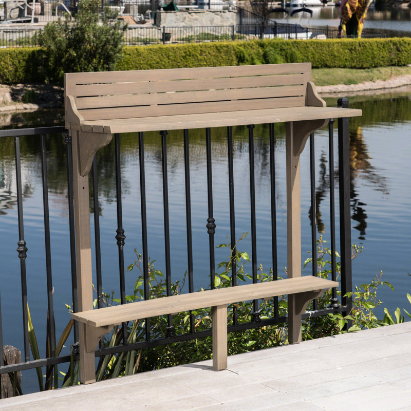 Table de balcon d'extérieur grise - Fabriquée en bois de qualité - Idéale pour les pique-niques sur votre terrasse
