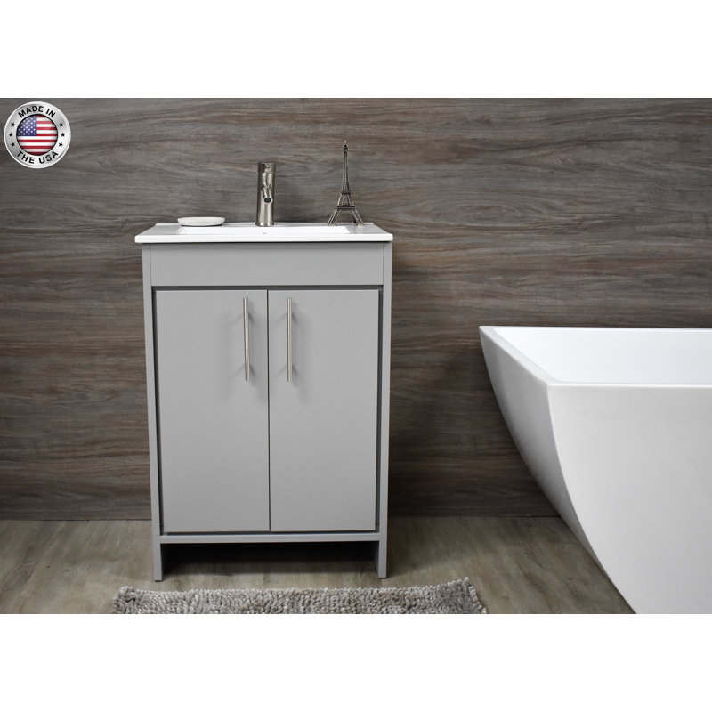 Ensemble de meuble-lavabo simple 24 po Amrooti, Gris
