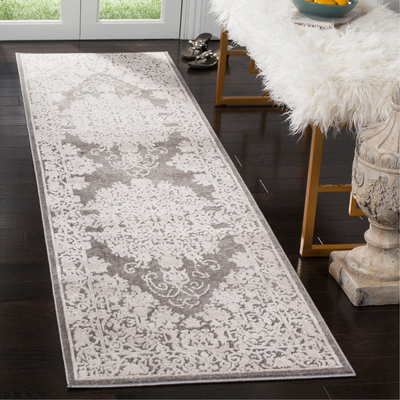 Calidia Oriental Dark Gray/Cream Rug, Runner 2'3" x 12'