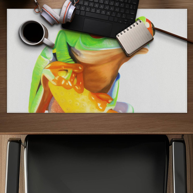 Curious red eyed frog - 14.00"x24.25" Desk mat