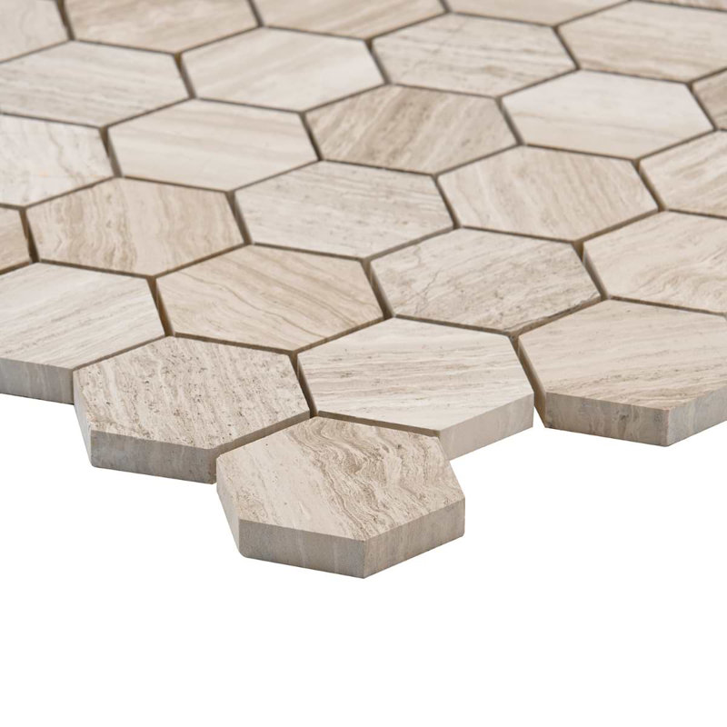 Wooden 2" Hexagon Polished Marble Mosaic Tile