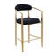 Tabourets de bar modernes rembourrés (2) - Structure en métal, noir + doré, rembourrage en mousse, pour îlot de cuisine 2 pièces Mid-Century