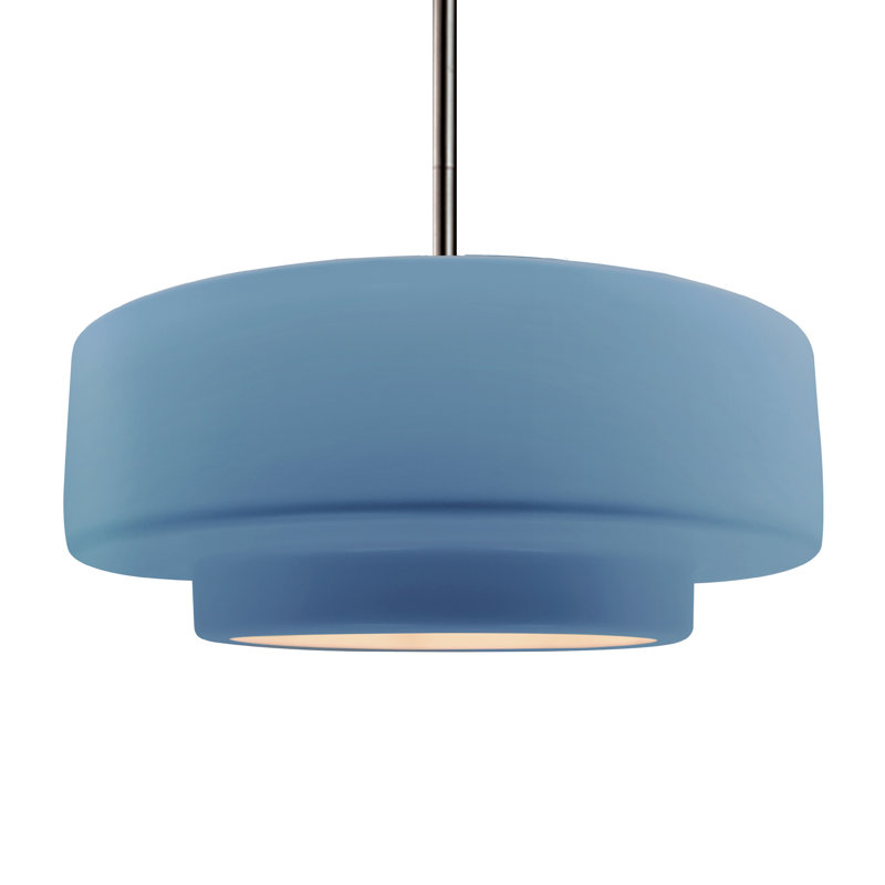 Luminaire suspendu à 1 lumière Meydan, Bleu ciel, H 6 po x l 16,25 po x P 16,25 po, Nickel brossé