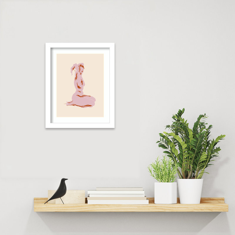 «Nude with Arms Folded Over Her Head» par Nantucket, reproduction d'art encadrée en bois, Blanc, H 13 po x l 11 po