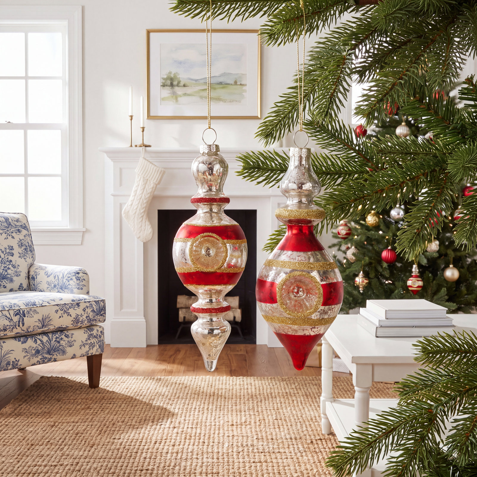 7" Holiday Ornament, Red/Gold/Silver