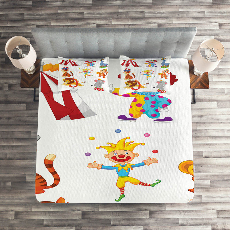 Circus Coverlet, King Bedspread + 2 Shams