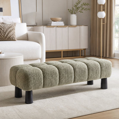Banc rembourré polyvalent avec cadre en bois robuste et coussins capitonnés