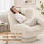 White Teddy Fleece Swivel Accent Chair, 360° Rotation Single Lounge Armchair, Ergonomic High Back Reading Chair, Thick Sponge Padded Leisure Chair for Bedroom Living Room, 300lbs Weight Capacity