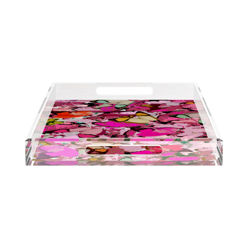 Mariposa Acrylic Rectangle Decorative Tray, 22.5"W x 14.5"D x 2"H, Pink