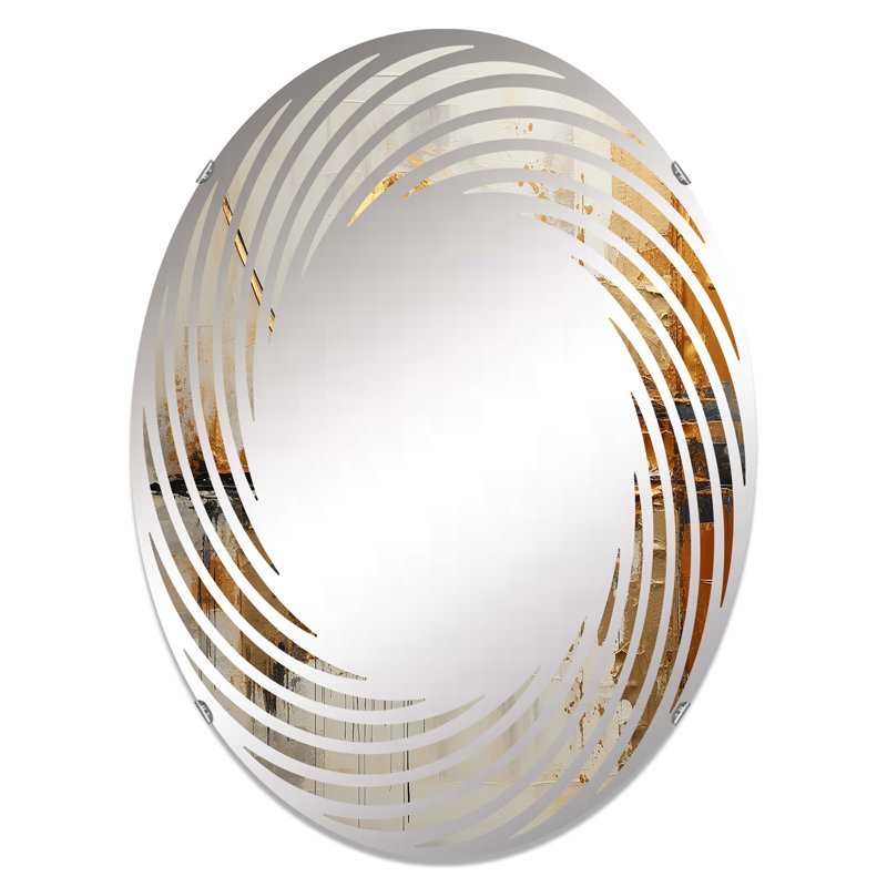 Or et beige Renaissance Rhythms - Miroir mural en spirale - MIR113442-Ovale, L 20 po x H 30 po
