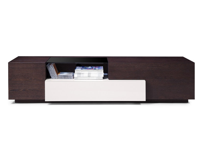 Verneuil Unfinished TV Stand for TVs up to 78", Brown Oak/Gray Lacquer