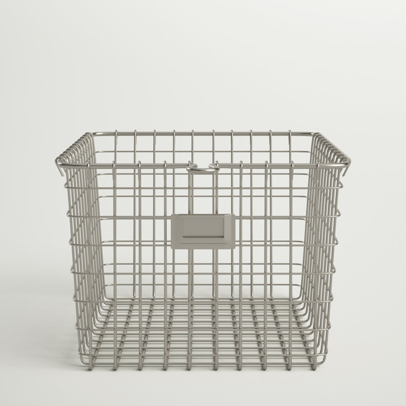 Panier en métal / métal Albie, Nickel satiné, H 8 po x l 12 po x P 11 po, 1