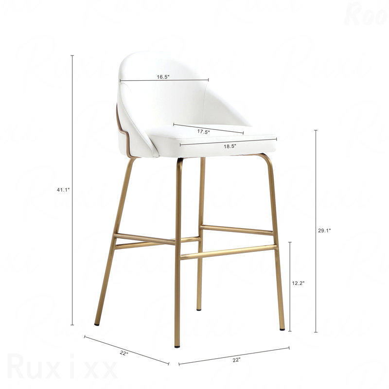 Tabouret de bar pour patio extérieur, Naturel, Blanc
